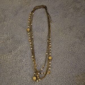 Elegant Gold and Cream Beaded Necklace